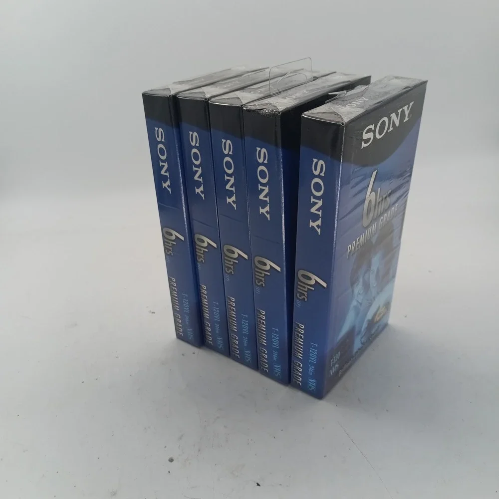 Lot of 5 Sony T-120VL Premium Grade VHS Blank Video Tapes 6 Hours Sealed NOS